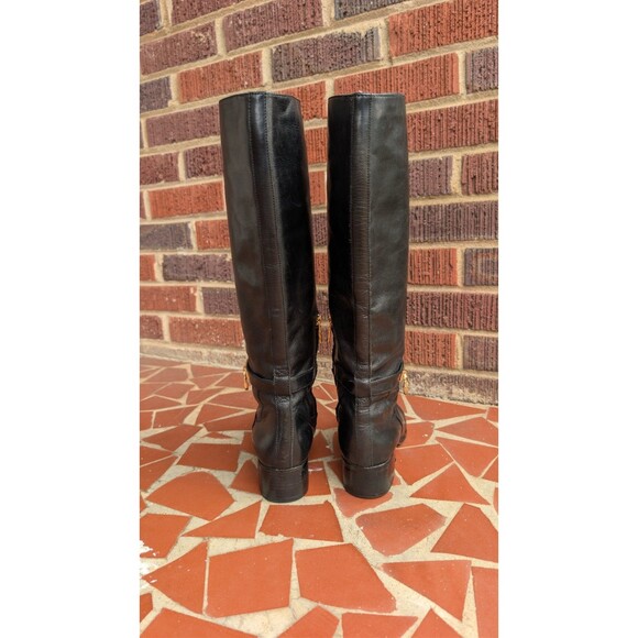 Michael Kors Hamilton Riding Knee High Boots w/Gold MK Logo Charm -Black- 8M - Picture 7 of 10